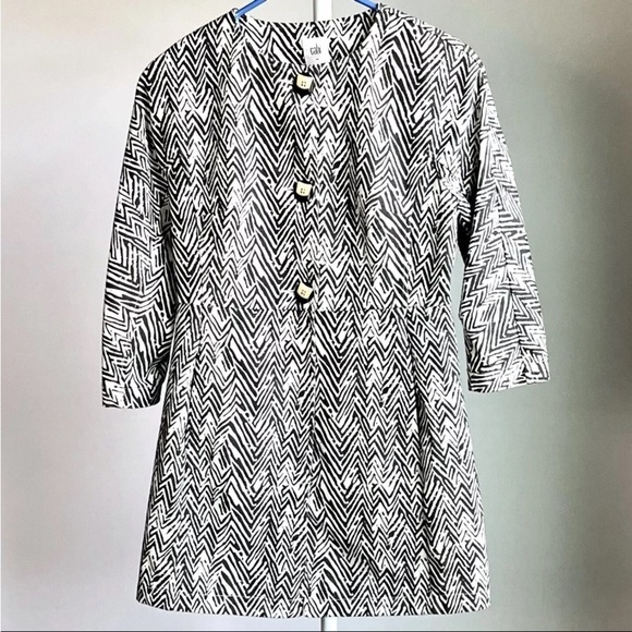 Cabi Peacoat Jacket Sz XS Zig Zag Ponte Knit style #3034 Zebra EUC Artsy Buttons - Picture 2 of 16